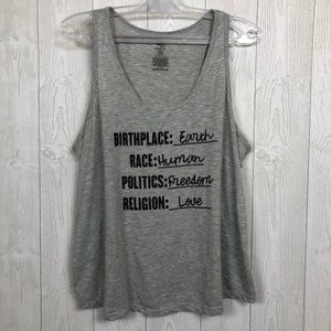 Hippie Cotton Love Earth Human Racerback Tank